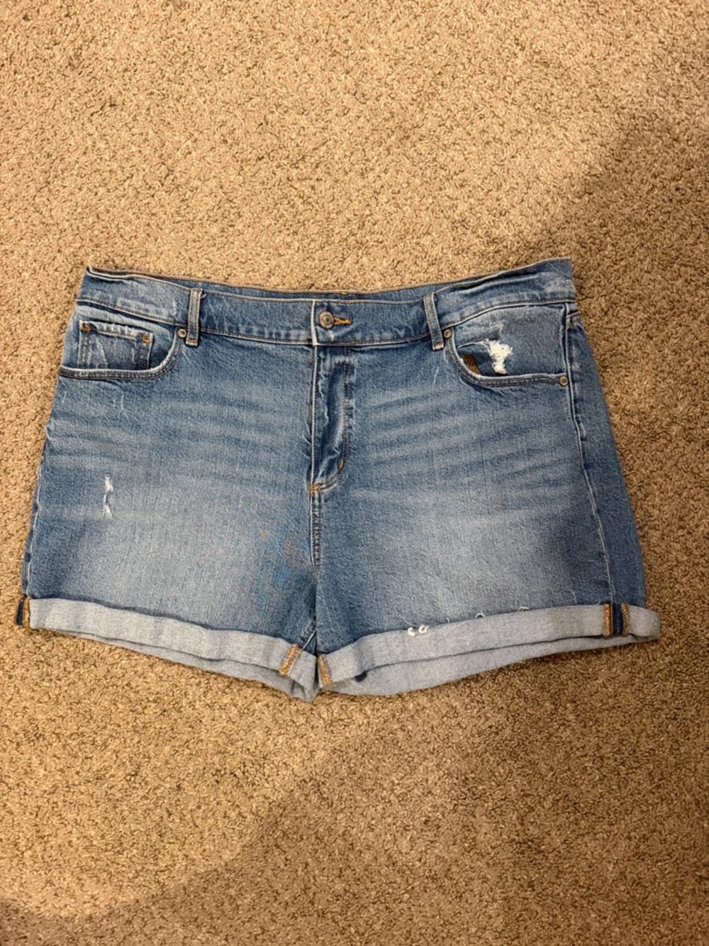 LOFT Light Blue Rolled-Cuff Denim Shorts